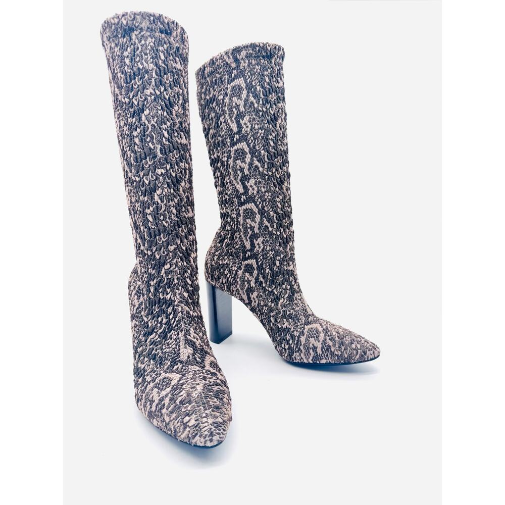 Saint Laurent Snake Print Sock Ankle Boots Elastic Designer YSL Size EU 38.5